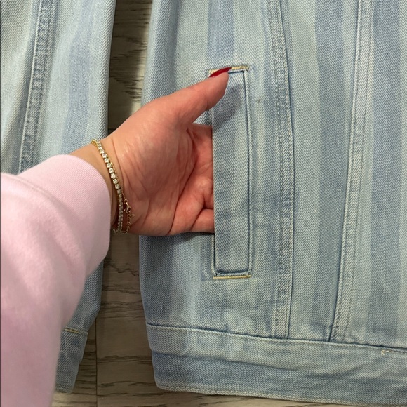 Topshop Light Blue Striped Denim Jacket - Picture 6 of 8
